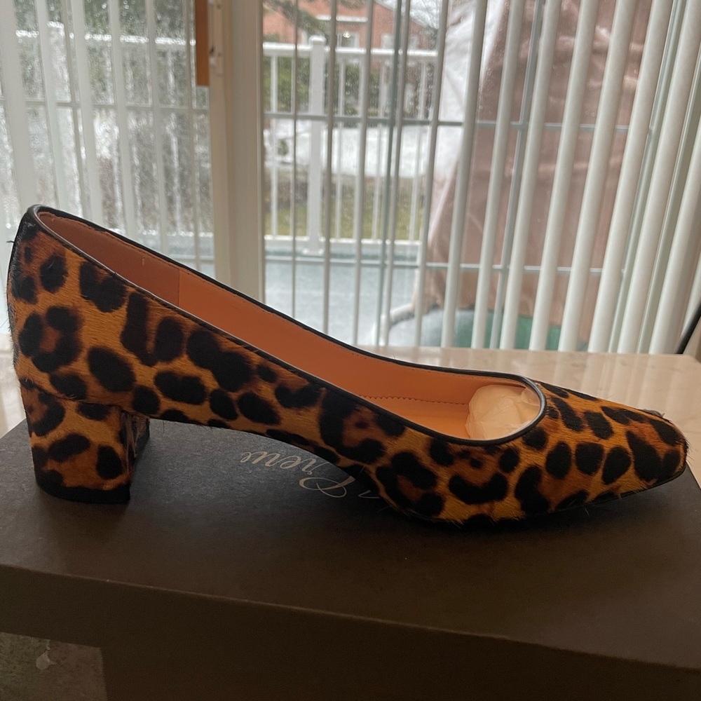 JCrew leopard calf hair pumps